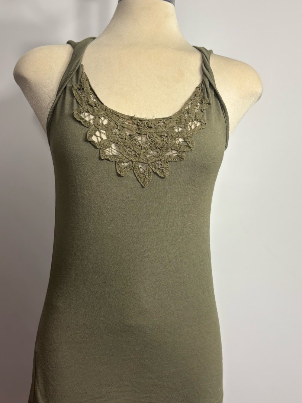 Joe Fresh Olive Lace-Trim Tank Top